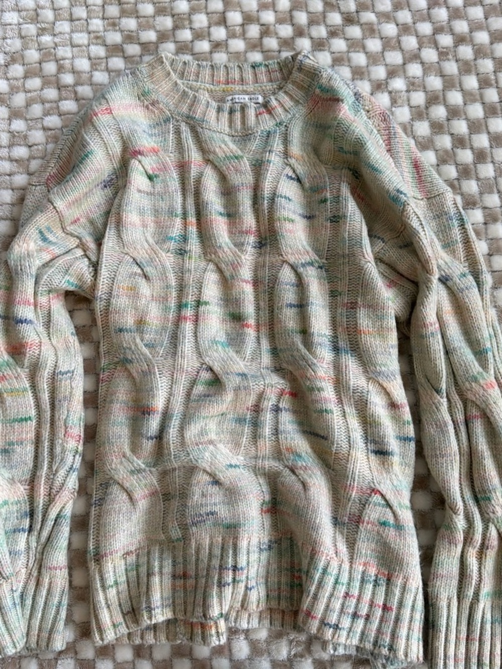 American eagle Cable Knit Multicolor Speckled Crewneck Sweater - Unbranded